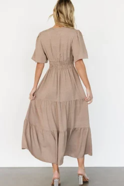 Baltic Born Danielle Tiered Maxi Dress | Brown Print