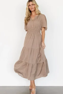 Baltic Born Danielle Tiered Maxi Dress | Brown Print