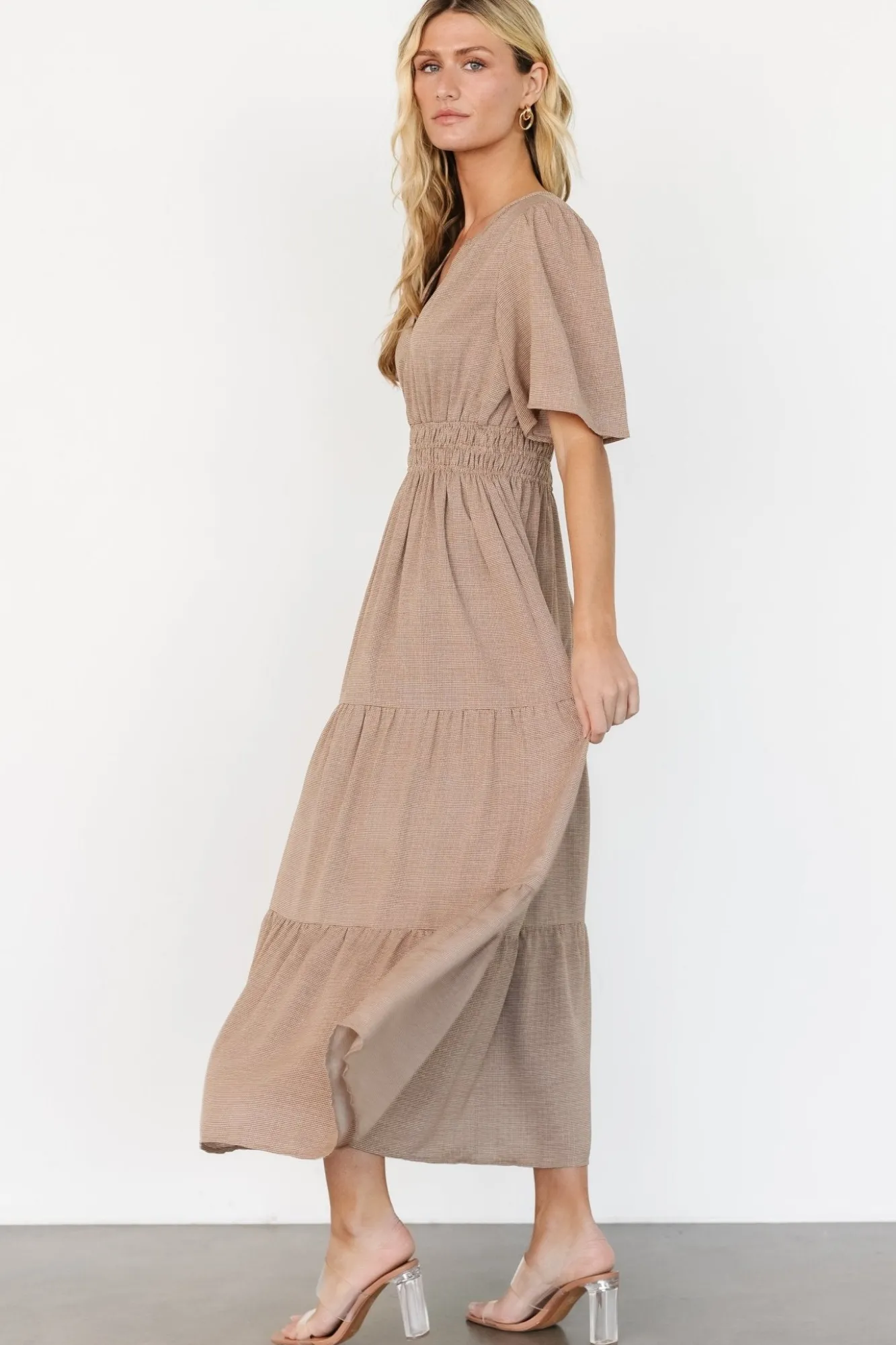 Baltic Born Danielle Tiered Maxi Dress | Brown Print