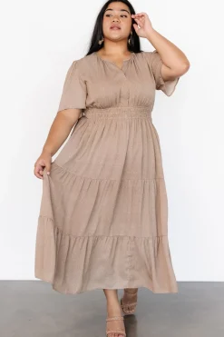 Baltic Born Danielle Tiered Maxi Dress | Brown Print