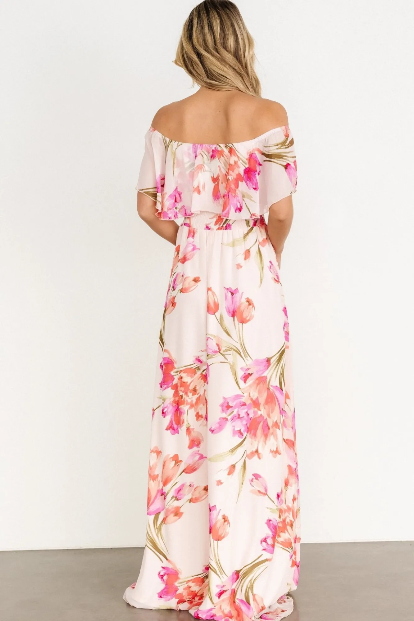 Baltic Born Daphne Off Shoulder Maxi Dress | Blush Floral