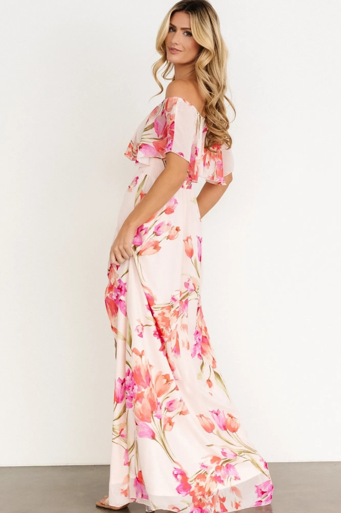Baltic Born Daphne Off Shoulder Maxi Dress | Blush Floral