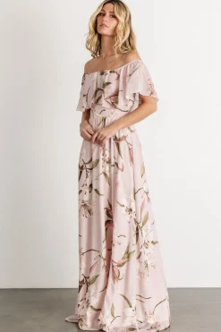 Baltic Born Daphne Off Shoulder Maxi Dress | Mauve Floral