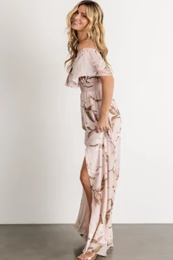 Baltic Born Daphne Off Shoulder Maxi Dress | Mauve Floral