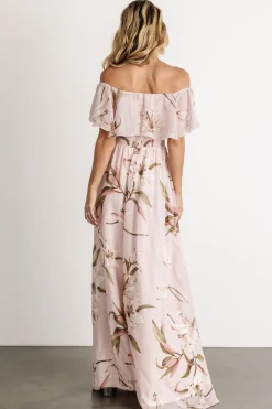 Baltic Born Daphne Off Shoulder Maxi Dress | Mauve Floral