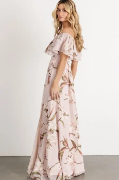 Baltic Born Daphne Off Shoulder Maxi Dress | Mauve Floral