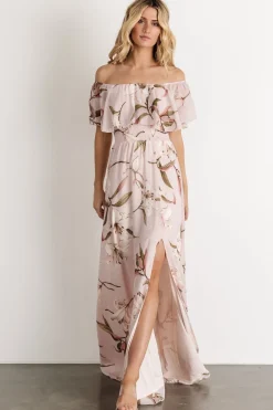 Baltic Born Daphne Off Shoulder Maxi Dress | Mauve Floral