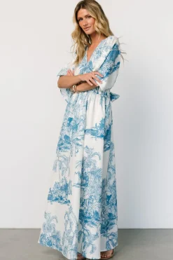 Baltic Born Dara Maxi Dress | Ivory + Blue Print