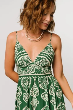 Baltic Born Davinah V Neck Maxi Dress | Green Print