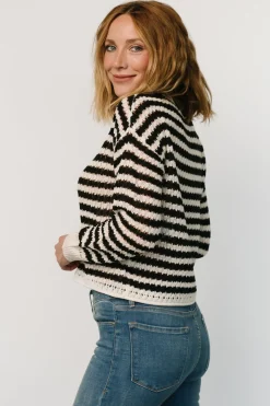 Baltic Born Dawn Open Knit Top | Black + Ivory