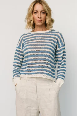 Baltic Born Dawn Open Knit Top | Blue + Ivory