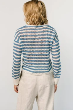 Baltic Born Dawn Open Knit Top | Blue + Ivory