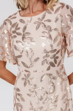 Baltic Born Deanna Sequin Midi Dress | Rose Gold