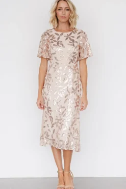 Baltic Born Deanna Sequin Midi Dress | Rose Gold