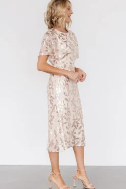 Baltic Born Deanna Sequin Midi Dress | Rose Gold