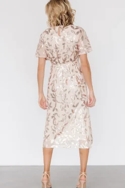 Baltic Born Deanna Sequin Midi Dress | Rose Gold