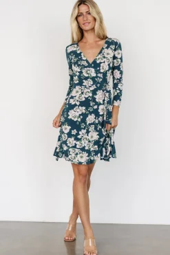 Baltic Born Declan Short Dress | Dark Green Floral
