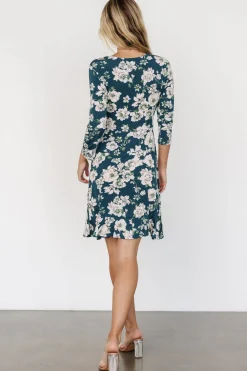 Baltic Born Declan Short Dress | Dark Green Floral