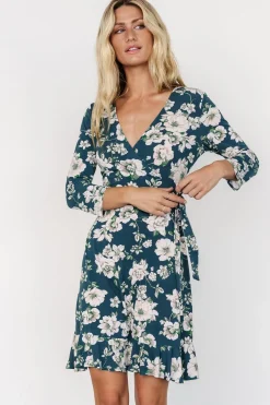Baltic Born Declan Short Dress | Dark Green Floral