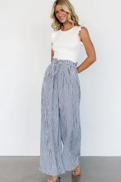 Baltic Born Delphi Wide Leg Pants | Navy Stripe
