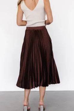 Baltic Born Demetria Pleated Midi Skirt | Dark Brown