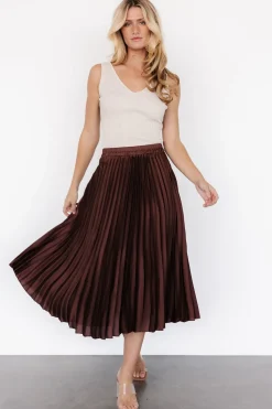 Baltic Born Demetria Pleated Midi Skirt | Dark Brown