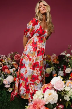 Baltic Born Denton Midi Dress | Red Multi