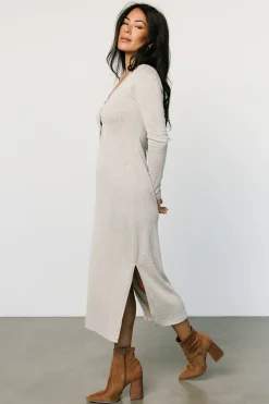 Baltic Born Denver Ribbed Midi Dress | Light Gray