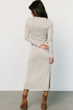 Baltic Born Denver Ribbed Midi Dress | Light Gray