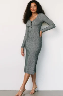 Baltic Born Denver Ribbed Midi Dress | Heathered Jade