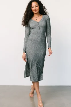 Baltic Born Denver Ribbed Midi Dress | Heathered Jade