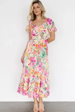 Baltic Born Denzel Puff Sleeve Midi Dress | Multi Floral