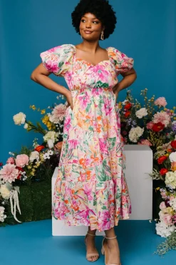 Baltic Born Denzel Puff Sleeve Midi Dress | Multi Floral