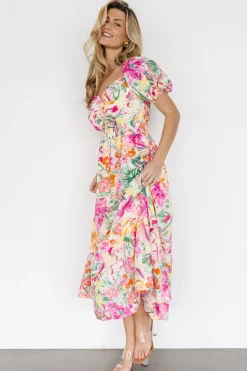 Baltic Born Denzel Puff Sleeve Midi Dress | Multi Floral