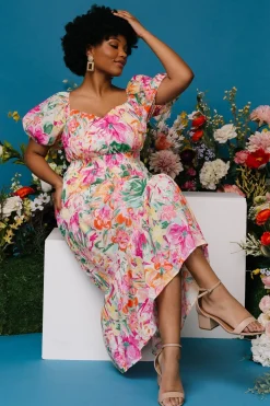 Baltic Born Denzel Puff Sleeve Midi Dress | Multi Floral