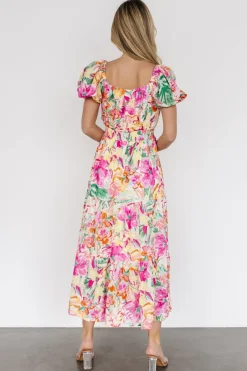 Baltic Born Denzel Puff Sleeve Midi Dress | Multi Floral