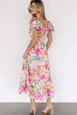 Baltic Born Denzel Puff Sleeve Midi Dress | Multi Floral