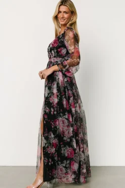Baltic Born Desiree Tulle Maxi Dress | Black + Fuchsia