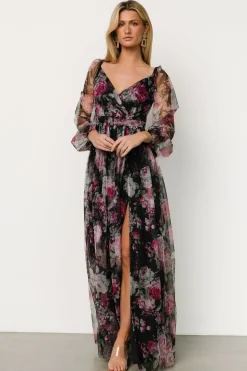 Baltic Born Desiree Tulle Maxi Dress | Black + Fuchsia