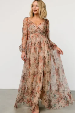 Baltic Born Desiree Tulle Maxi Dress | Taupe Floral