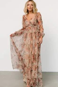 Baltic Born Desiree Tulle Maxi Dress | Taupe Floral