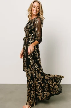 Baltic Born Destiny Sequin Maxi Dress | Black + Gold