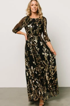 Baltic Born Destiny Sequin Maxi Dress | Black + Gold