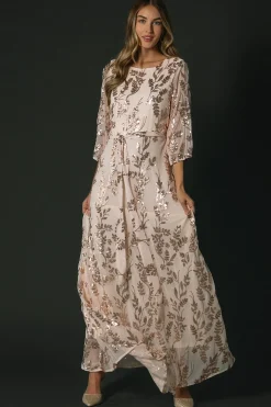 Baltic Born Destiny Sequin Maxi Dress | Rose Gold