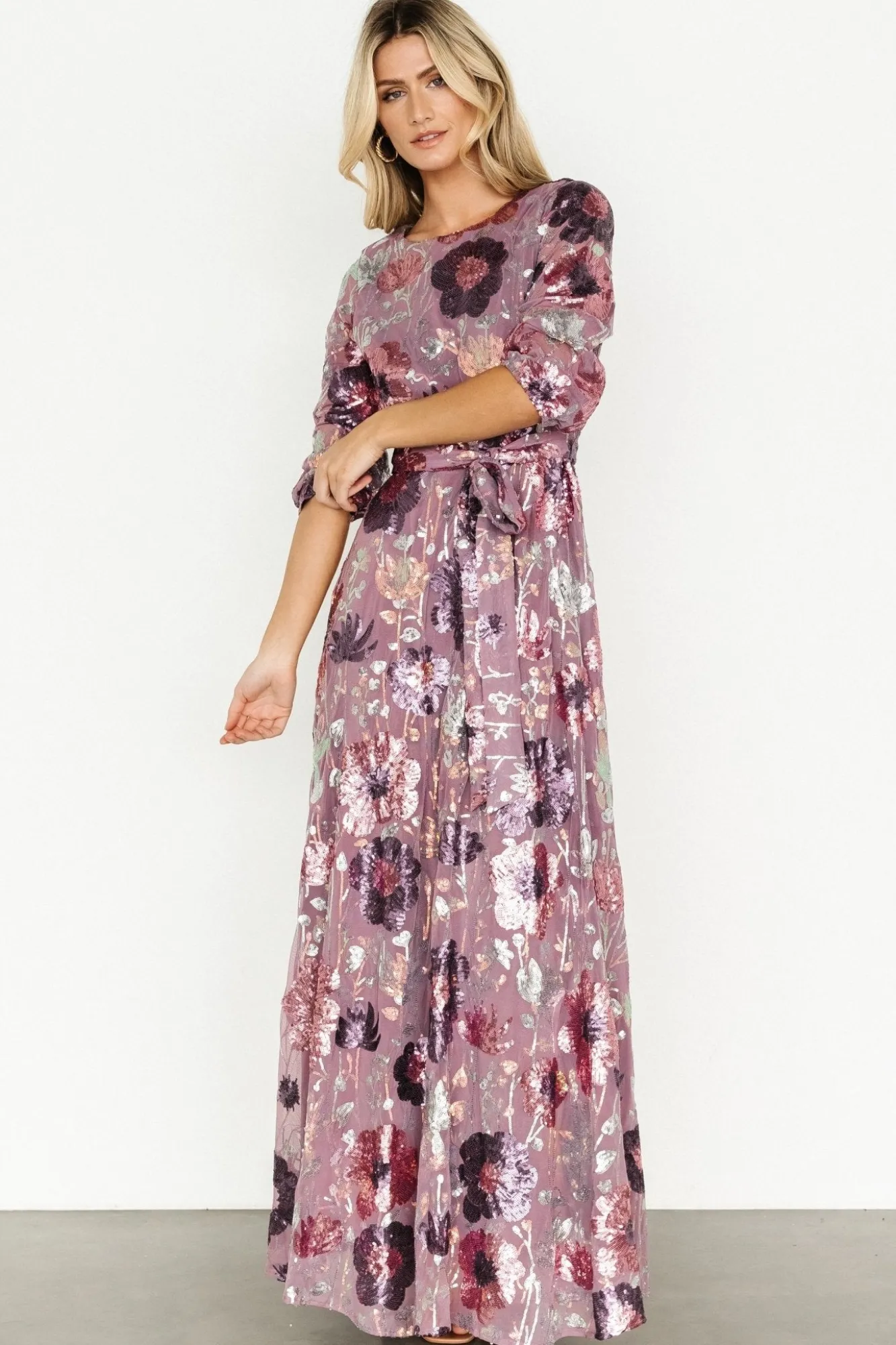 Baltic Born Destiny Sequin Maxi Dress | Lilac Floral