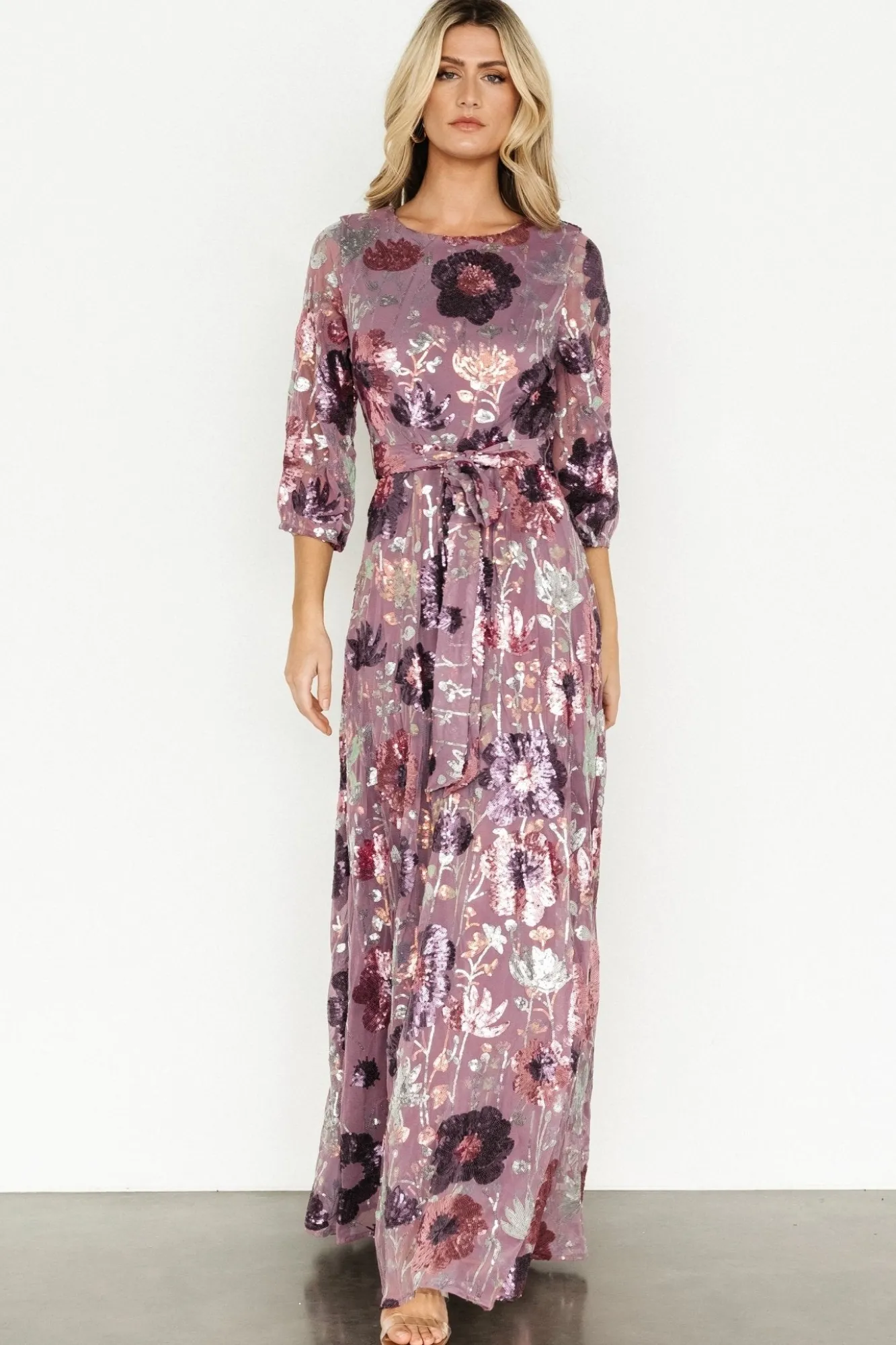 Baltic Born Destiny Sequin Maxi Dress | Lilac Floral