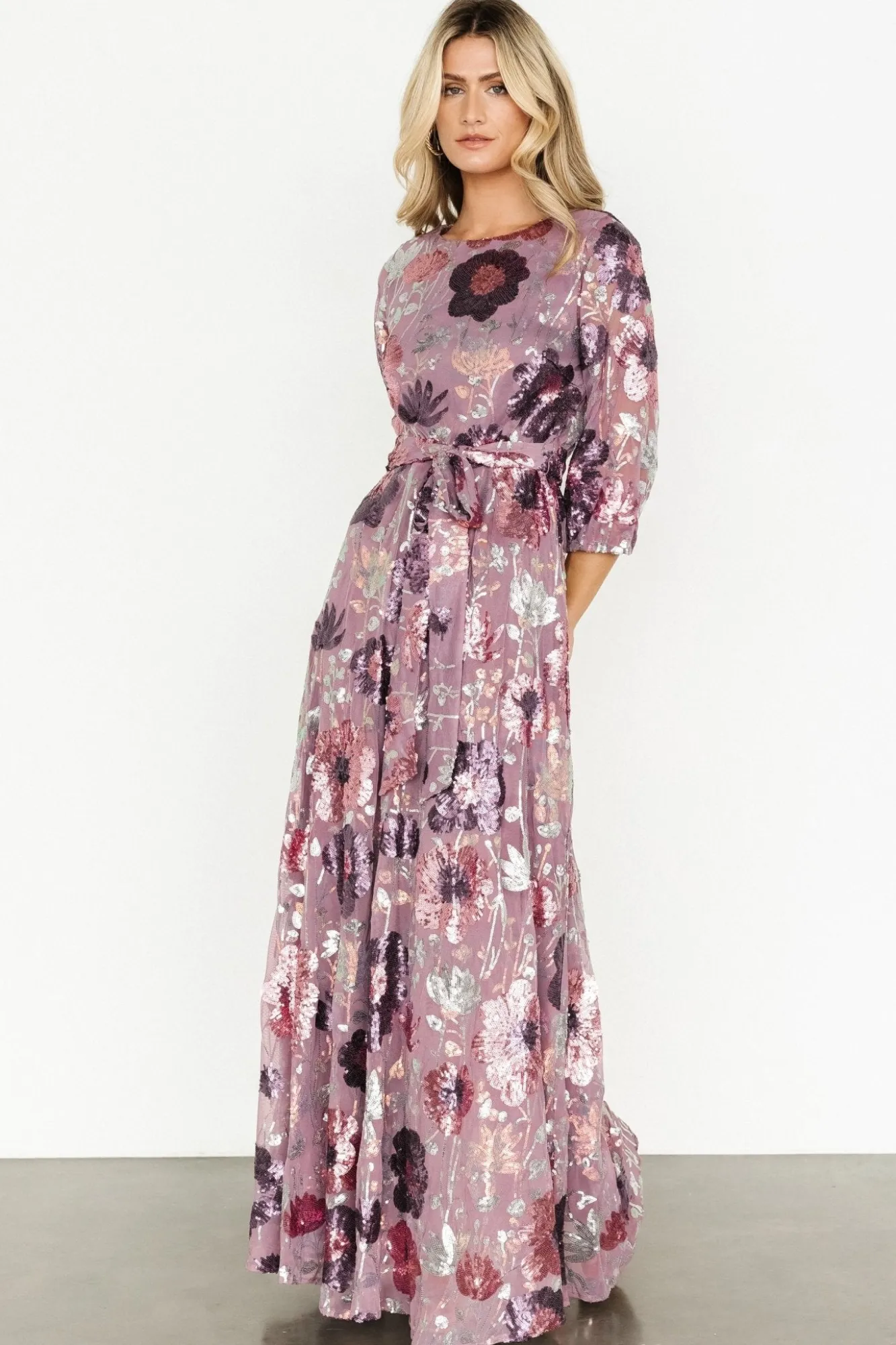 Baltic Born Destiny Sequin Maxi Dress | Lilac Floral