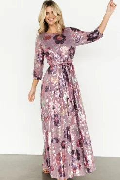 Baltic Born Destiny Sequin Maxi Dress | Lilac Floral