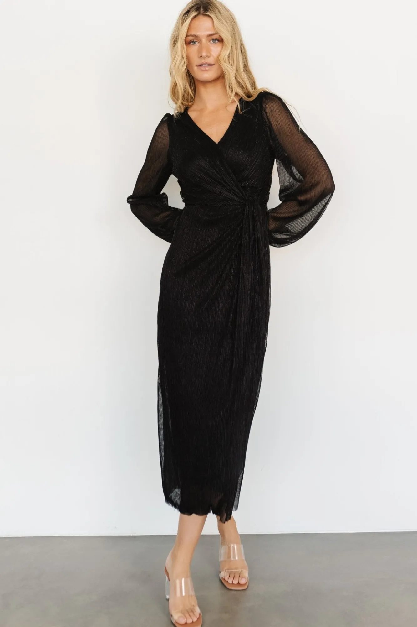 Baltic Born Devlyn Pleated Dress | Black Shimmer