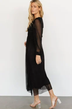 Baltic Born Devlyn Pleated Dress | Black Shimmer